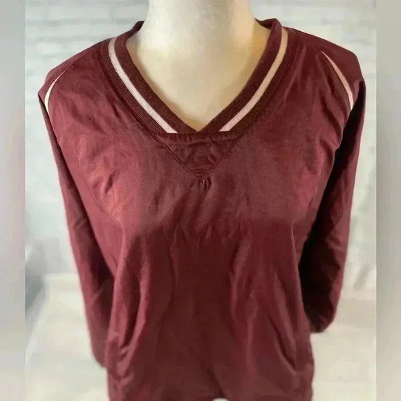 Champion Vintage 90s Adult M Pullover V-Neck Windbreaker Lined Jacket Maroon red - Picture 5 of 16